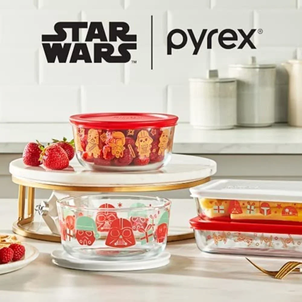 Pyrex Star Wars Holiday Edition Glass Storage Set 8 Piece - Picture 6 of 9